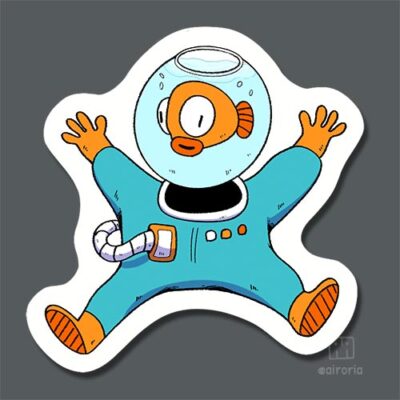 astronaut goldfish sticker 3"